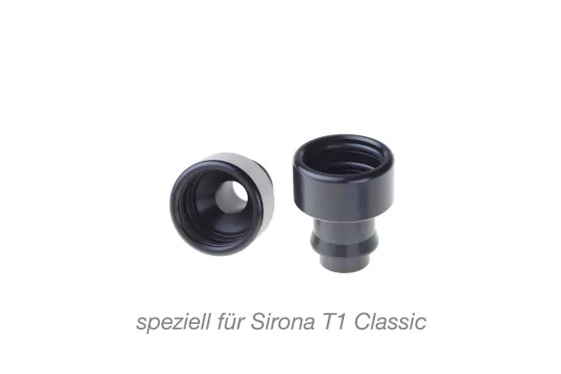 Dentale Aufsatzkomponenten für Sirona T1 Classic, dargestellt auf weißem Hintergrund, heben bestimmte Teile der Dentalausrüstung hervor.